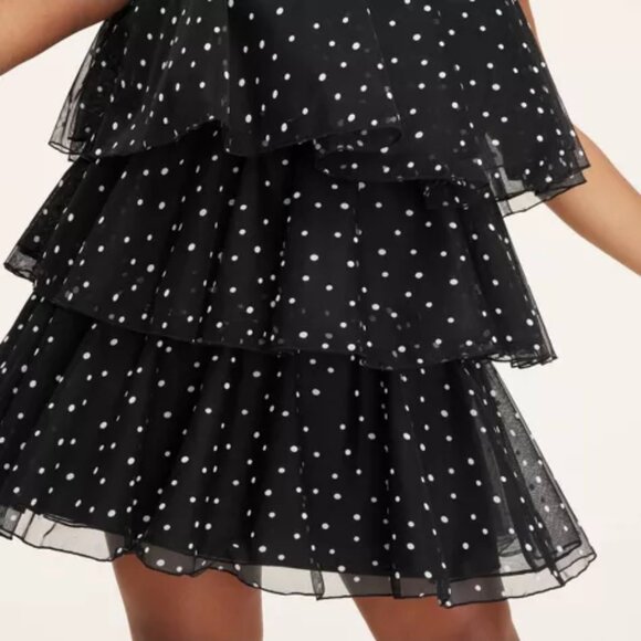 New Kate Spade Mini Polka Dot Tiered Ruffle Mini Dress x Target Black White - Picture 4 of 5